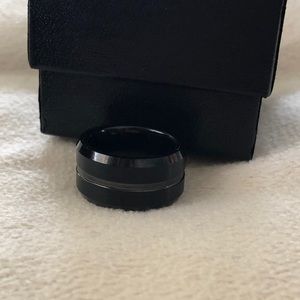 Black Tungsten Unisex Ring Band, Size 4